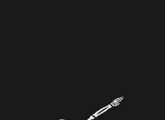 Halloween Skeleton Wallpaper showing a minimalist white skeleton doing the popular dab pose on a stark black background