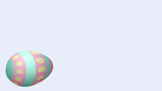A pastel striped Easter Egg Wallpaper in pink, green, and yellow, set against a clean light blue background with ample negative space