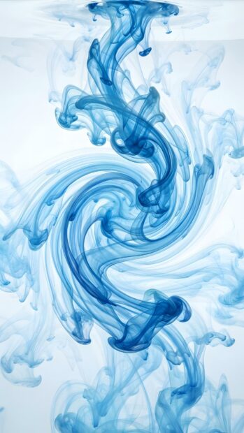An Abstract Digital Wallpaper Blue featuring captivating blue ink swirling gracefully in water against a clean white background, creating an ethereal and dynamic visual for mobile devices