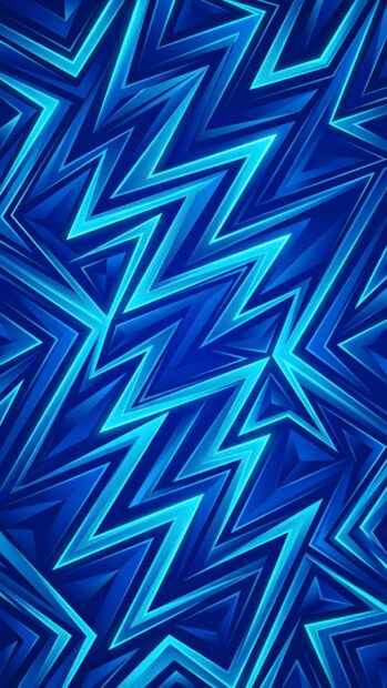 This vibrant abstract digital wallpaper features a dynamic pattern of jagged, glowing blue lines creating an energetic visual. It's a perfect blue background for mobile devices