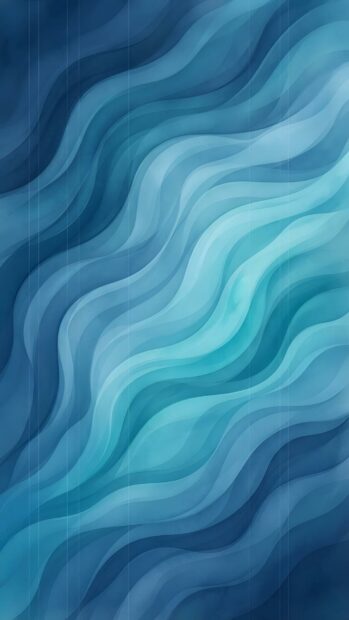 This Abstract Digital Wallpaper Blue showcases a calming layered wavy pattern in various blue tones, accented by subtle vertical lines, perfect for mobile and smartphone screens