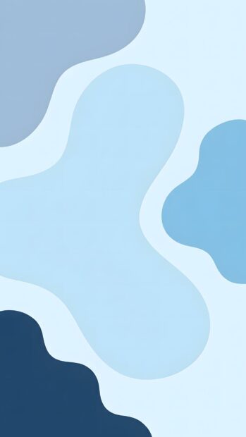 This abstract digital wallpaper features soft, organic blue blob shapes on a lighter blue background, perfect for a clean and minimalist mobile device