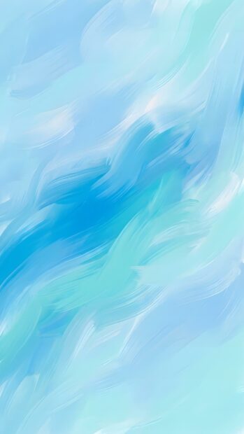 This abstract digital wallpaper features broad, flowing blue paint strokes with lighter teal and white accents, creating a dynamic and artistic background
