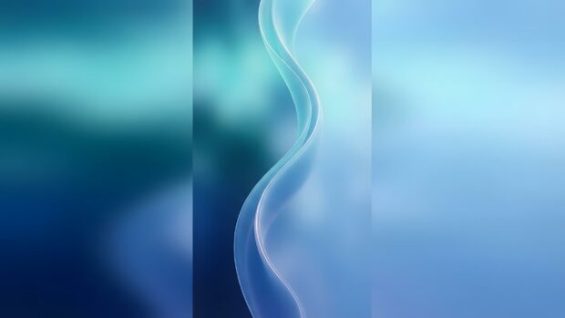 An abstract digital wallpaper in blue and teal tones, featuring soft, flowing wavy lines that create a tranquil and modern look