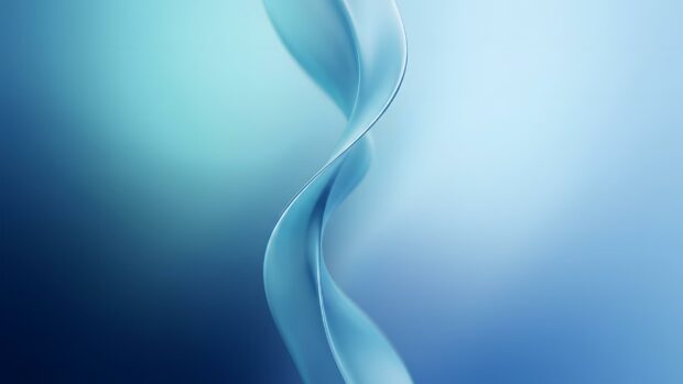 This abstract digital wallpaper features a smooth, twisting blue ribbon-like shape against a soft gradient blue background, perfect for a calming desktop