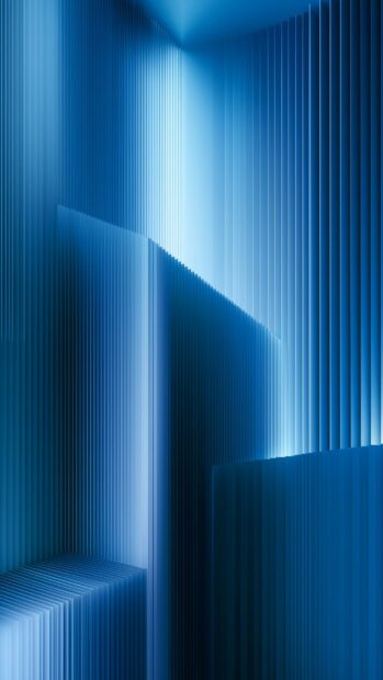 Abstract lines wallpaper blue showing a 3D geometric structure with vertical lines and light highlights