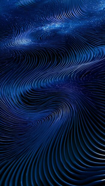 Abstract Lines Wallpaper Blue showcasing a 3D textured pattern of dark blue wavy ridges