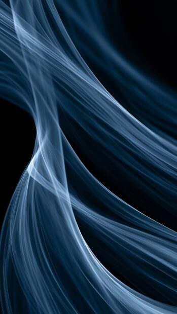 Abstract Lines Wallpaper Blue showcasing dark blue flowing smoke-like wisps and wavy lines against a deep black background