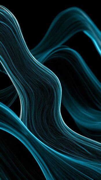 Abstract lines wallpaper blue featuring glowing teal waves on a dark background, perfect for mobile