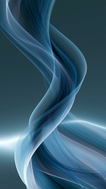 Abstract Lines Wallpaper Blue depicting elegant, flowing translucent blue and white ribbons twisting vertically on a soft blue-grey background