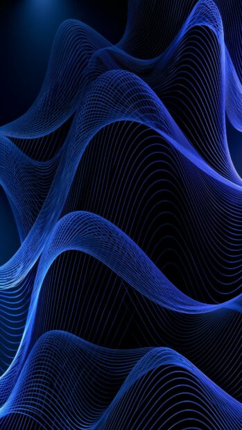 Abstract Lines Wallpaper Blue featuring elegant flowing waves against a dark background