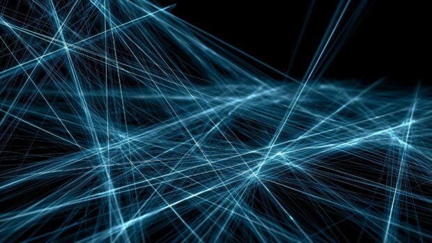 Abstract Lines Wallpaper Blue featuring a complex network of glowing blue lines on a dark background