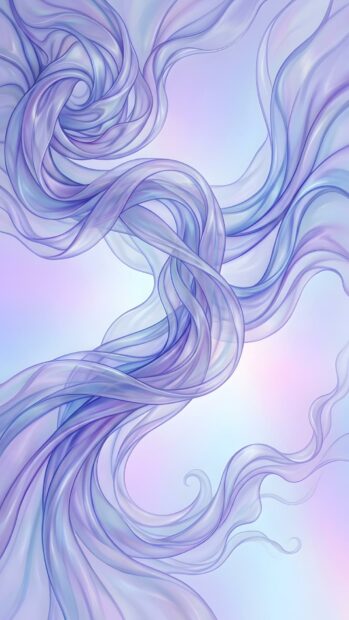 A graceful abstract lines wallpaper featuring flowing, translucent fabric-like swirls in soft blue and purple tones. This elegant design is perfect for mobile and tablet backgrounds