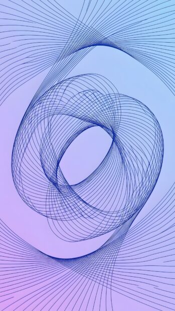 A clean abstract lines wallpaper with a geometric swirling pattern in dark blue on a soft blue and purple gradient background. This minimalist design is suitable for mobile screens