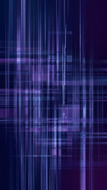 This Abstract Lines Wallpaper Blue Purple features an intricate grid pattern of intersecting vertical and horizontal lines in varying shades of dark blue and purple. It creates a complex, layered geometric design