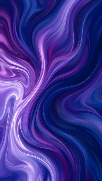 This Abstract Lines Wallpaper Blue Purple features elegant, glossy liquid swirls in shades of deep blue and vibrant purple, perfect for mobile devices