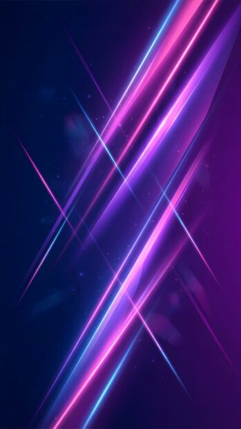 This captivating Abstract Lines Wallpaper Blue Purple features dynamic neon light streaks intersecting against a dark background, perfect for mobile devices