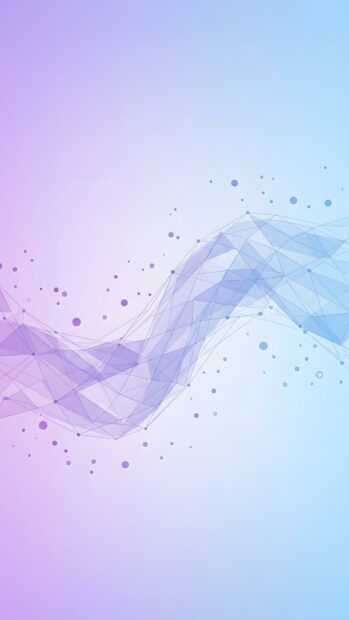 This Abstract Lines Wallpaper Blue Purple showcases a gentle gradient background from light purple to blue, featuring a subtle wavy polygonal mesh design with scattered dots. It presents a modern, clean abstract look