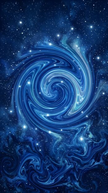 An Abstract Space Wallpaper Blue with a prominent swirling blue vortex pattern at its center, set against a dark, star-filled space background