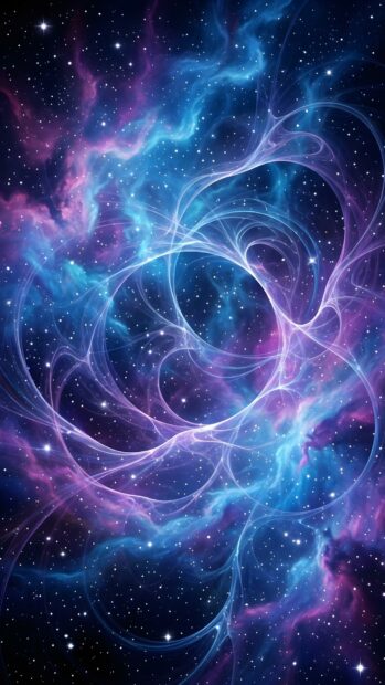 Abstract Starfield Wallpaper showcasing swirling blue and purple nebulae with glowing abstract patterns and tiny stars
