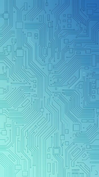 An abstract tech wallpaper blue featuring a detailed circuit board pattern on a light blue gradient background