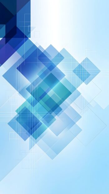 A modern abstract tech wallpaper blue displaying overlapping translucent geometric squares and rectangles on a light blue gradient