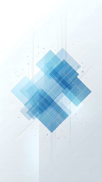 A minimalist Abstract Tech Wallpaper Blue with overlapping geometric shapes on a light background