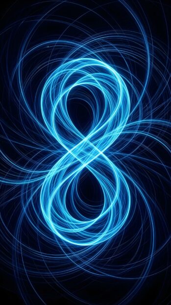 An abstract tech wallpaper blue featuring glowing light lines forming an infinity symbol on a dark background