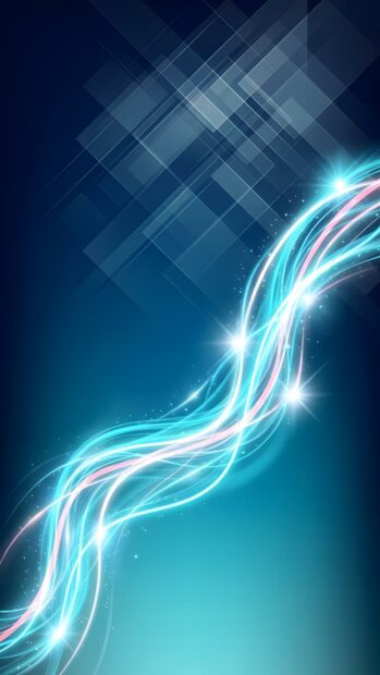 A vibrant abstract tech wallpaper blue with glowing wavy light trails and sparkling accents on a gradient background