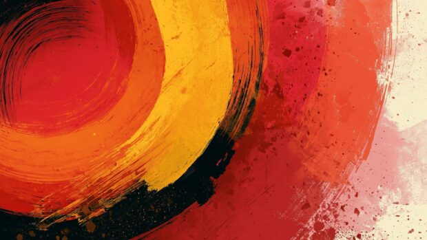 Abstract wallpaper featuring vibrant red, orange, and yellow brush strokes with a grunge texture