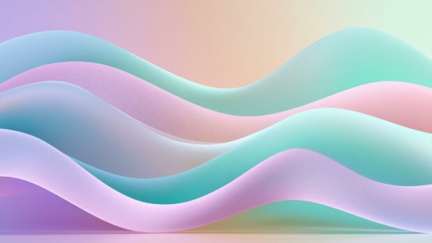 A delicate abstract wallpaper showcasing soft, pastel-colored wavy lines in shades of blue, pink, and lavender