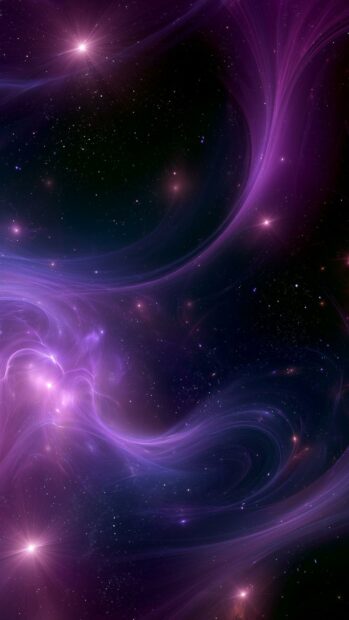 A captivating Abstract Wallpaper featuring purple galaxy nebula clouds and sparkling stars in deep space