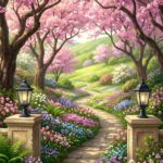 Aesthetic Purple Wallpaper Cherry Blossom Garden Path