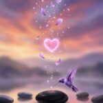 Aesthetic Purple Wallpaper Hummingbird Glowing Heart Mobile Wallpaper