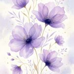 Aesthetic Purple Wallpaper Watercolor Flowers Wallpaper