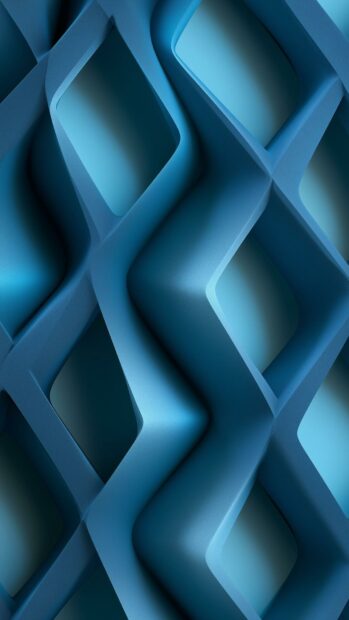 A blue aesthetic wallpaper featuring an abstract 3D wavy geometric pattern with varying shades of blue