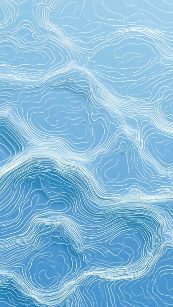 Blue aesthetic wallpaper with an abstract pattern of white topographic lines on a light blue background