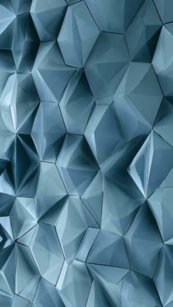 A blue aesthetic wallpaper featuring an abstract geometric polygon pattern with shadows and highlights