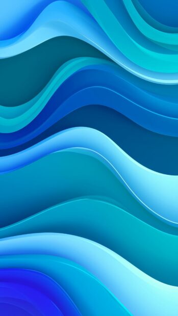A vibrant blue aesthetic wallpaper showcasing smooth, flowing abstract waves in shades of blue and teal