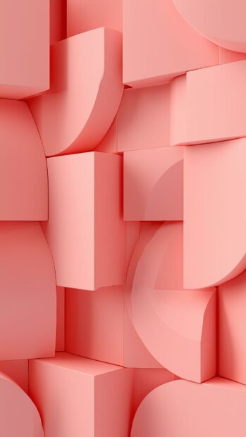Cute Aesthetic Wallpapers showing an abstract 3D arrangement of interlocking pink geometric shapes and blocks with soft shadows