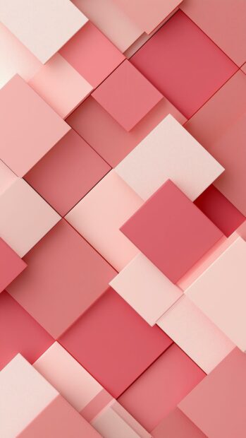 Cute Aesthetic Wallpapers featuring a 3D abstract pattern of overlapping pink and red geometric cubes