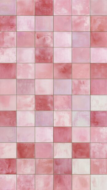 Cute Aesthetic Wallpapers showcasing a wall of pink tiles with varied textures and shades