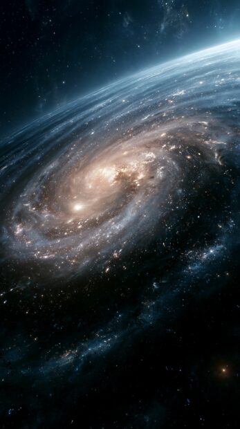 Dark Wallpaper featuring a magnificent spiral galaxy with countless stars in deep space