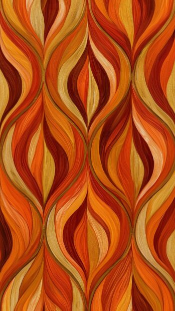 Fall aesthetic wallpaper showcasing an abstract wavy pattern in warm autumn colors like orange, yellow, and red