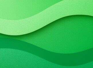 An abstract green aesthetic wallpaper featuring smooth, wavy layers in various shades of green with a subtle textured surface