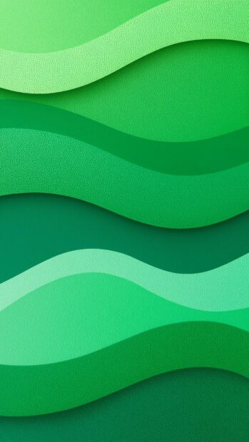 An abstract green aesthetic wallpaper featuring smooth, wavy layers in various shades of green with a subtle textured surface
