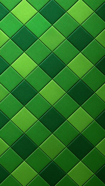 A green aesthetic wallpaper showcasing a diagonal checkered pattern of light and dark green textured squares
