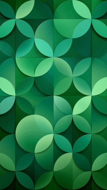 Green aesthetic wallpaper featuring a geometric pattern of overlapping green circles and squares