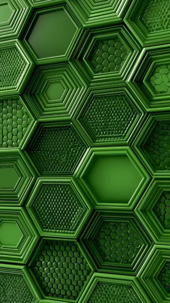 Green Aesthetic Wallpaper with a repeating geometric pattern of textured green hexagons