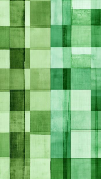Green aesthetic wallpaper featuring an abstract pattern of watercolor green squares and rectangles